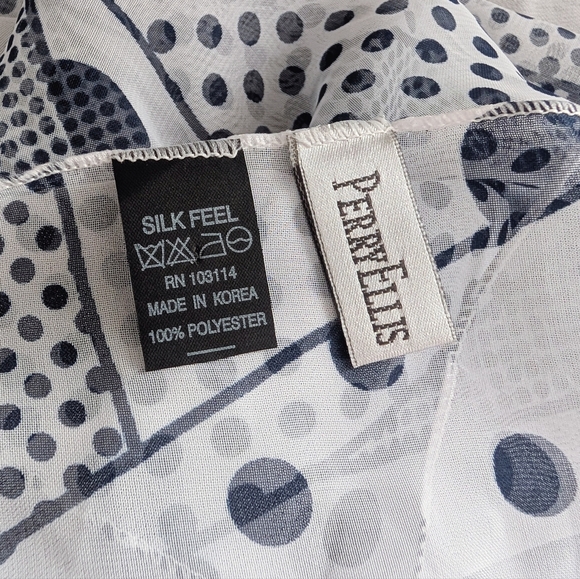 Vintage 90s Chic Classic Polka Dot Sheer Silk Scarf Ralph Lauren Vibes - Picture 5 of 6